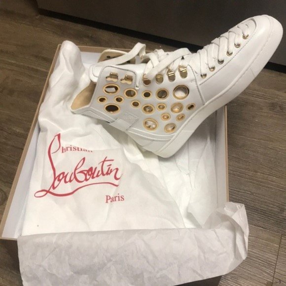 Christian Louboutin Alfibully Flat Calf White/Gold